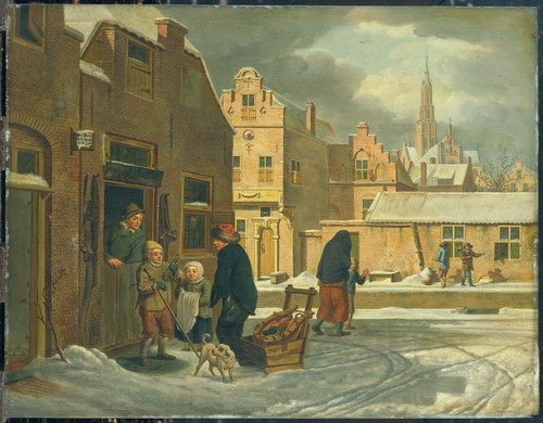 Laan, Dirk Jan van der Вид на город зимой, 1813, 26,5 cm x 34,5 cm, Дерево, масло