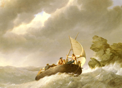 Koekkkoek Johannes Hermanus Sailing The Stormy Seas