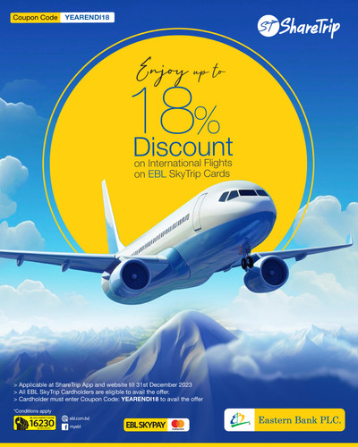18� discount on International Flights on EBL SkyTrip Cards EDM.jpg