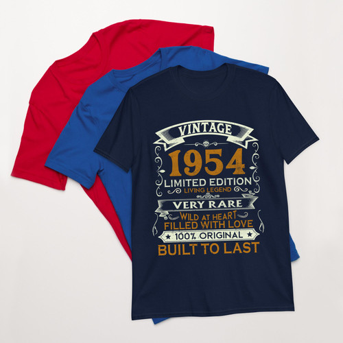 70th Birthday Gift 1954 Vintage Limited Edition 70 Year Old Funny Retro Inspired Graphic Tee Men Bla