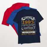 31th Birthday Gift 1993 Vintage Limited Edition 31 Year Old Funny Retro Inspired Graphic Tee Men Bla