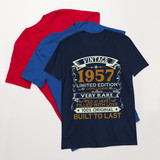 67th Birthday Gift 1957 Vintage Limited Edition 67 Year Old Funny Retro Inspired Graphic Tee Men Bla