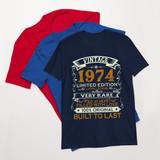 50th Birthday Gift 1974 Vintage Limited Edition 50 Year Old Funny Retro Inspired Graphic Tee Men Bla