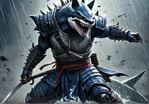 A+humanoid+samurai+shark+roaring+in+battle,+dark+fantasy+samurai+armor,+dark+fantasy+illustration,+f.jpg