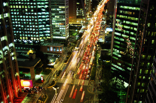 Brazil, Sao Paulo, Paulista Avenue, night, elevated view.jpg
