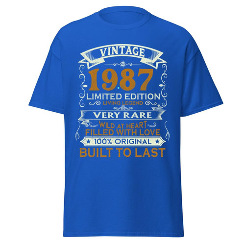 37th Birthday Gift 1987 Vintage Limited Edition 37 Year Old Funny Retro Inspired Graphic Tee Men Roy