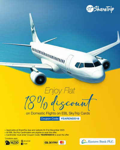 Enjoy Flat 18� discount on Domestic Flights on EBL SkyTrip Cards EDM.jpg