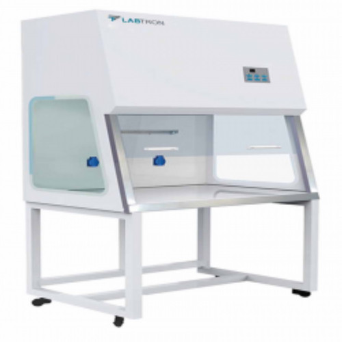 Polymerase Chain Reaction (PCR) cabinet features a slide glass window maximizing light and visibility for the workstation. Equipped with a washable pre filter and 0.3 µm HEPA filter with a speed adjustable airflow velocity ranging from 0.3 m/s to 0.5 m/s. Manual front and side anti-UV window enclosure with an opening of 320 mm ensures user protection. Built-in preset 90 mins UV timer automatically switches off post 90 mins in preparation for next experiment for more visit labtron.us