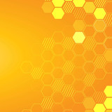 Abstract hexagon lines pattern on yellow background. Medical and science, structure molecule dna con