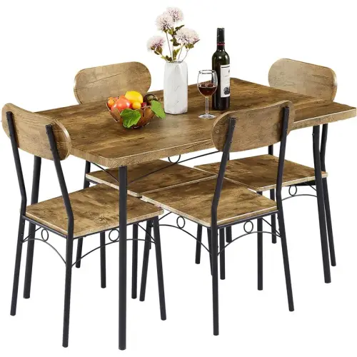 Dining Table Set 5 Piece Brown 4 Dining Table and Chairs