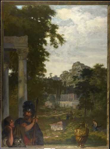 Lairesse, Gerard de Итальянский пейзаж с двумя римскими солдатами, 1687, 290 cm х 217 cm, Холст, мас