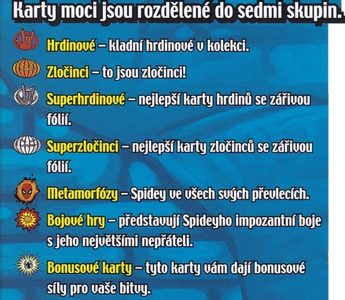 EAGLEMOSS SPIDER MAN HEROES & VILLAINS rozdělení Karet moci do skupin.jpg