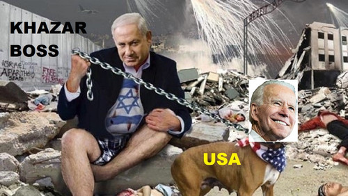 BIBI NETANYAHU WITH POTUS BIDEN ON HIS LEASH.jpg
