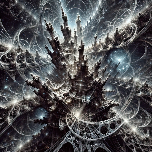 DALL·E 2023 12 08 23.05.49 A mesmerizingly intricate fractal starscape, filled with a network of hyp