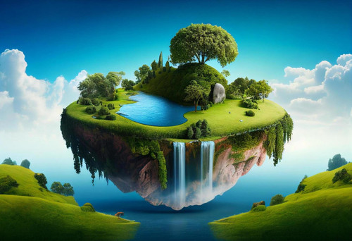 fantasy island with waterfalls 3d illustration elements of this image furnished by nasa generative a.jpg