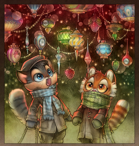 Rocky and Freckle enjoying the Christmas Ornaments.jpg