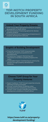 TUHF Group specializes in property development funding in South Africa. Our tailored financial solutions empower entrepreneurs, offering support and funding options to transform property projects and drive community growth across South Africa. https://www.tuhf.co.za/property-development-funding/