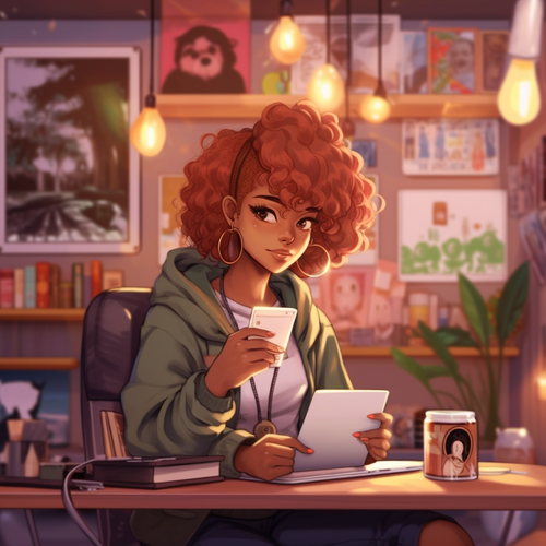 kawaii.gurl cozy warm lofi desk with african american anime wom bf64a6d5 fb5b 4506 9138 bacbf734b1e3.png