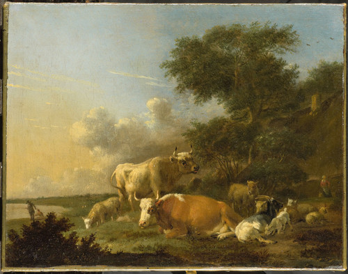 Klomp, Albert Jansz Пейзаж с крупным рогатым скотом, 1688, 27 cm х 34 cm, Холст, масло