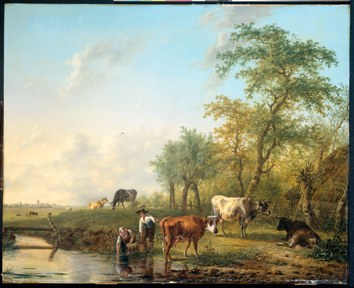 Kobell, Jan II Пейзаж с крупным рогатым скотом, 1804, 48 cm х 58 cm, Дерево, масло