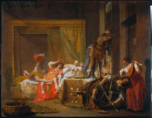 Knupfer, Nicolaes Сцена брака Мессалины и Гая Силия, возможно эпизод в пьесе, 1655, 60 cm x 74,5 cm,
