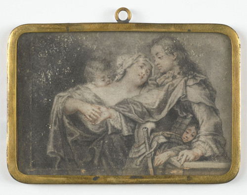 Klingstedt, Carl Gustav Молодая женщина, держащая воина, 1734, 5,2 cm х 7,2 cm, Миниатюра на пергаме