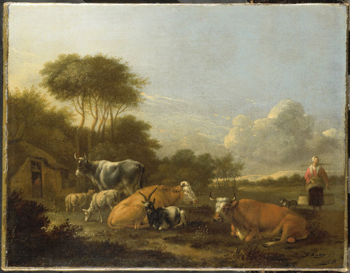 Klomp, Albert Jansz Пейзаж с крупным рогатым скотом, 1688, 27,5 cm х 35 cm, Холст, масло