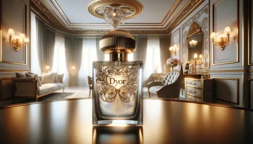 DALL·E 2024 04 28 20.26.52 A luxurious perfume bottle with a sleek, modern design, displayed on an e.webp