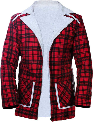 Flannel Jacket Wade Willson Checkered Style Red Faux Fur Shearling Coat AS NZ 7219075 0