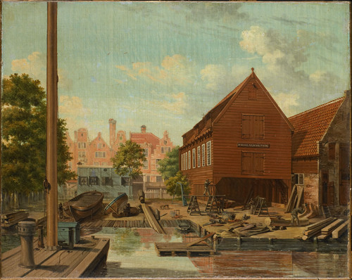 Bertichen, Pieter Godfried Верфь 'D'Hollandsche Tuin' на острове Bickers в Амстердаме, 1823, 40 cm х
