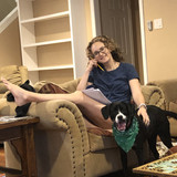 Casual Blue with dog