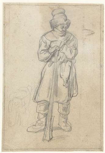 Avercamp, Hendrick Охотник с уткой на поясе, 1595, 173mm х 117mm, карандаш