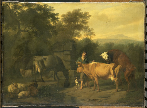 Bergen, Dirck van Пейзаж с пастухом и скотом, 1685, 35 cm х 49 cm, Холст, масло