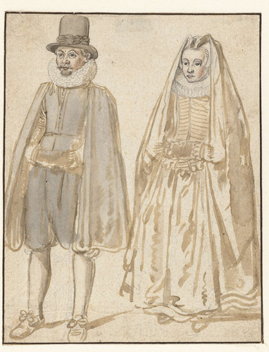 Avercamp, Hendrick Мужчина и женщина, 1595, 152mm х 119mm, pen in grijs, penseel in bruin, grijs en 