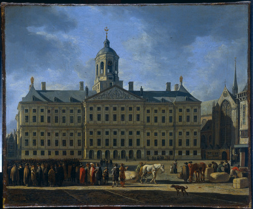 Berckheyde, Gerrit Adriaensz Ратуша на площади Дам в Амстердаме, 1672, 33,5 cm х 41,5 cm, Холст, мас