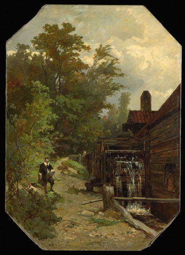 Bilders, Albert Gerard Якоб ван Рейсдал, водяная мельница, 1864, 86,5 cm х 61,5 cm, Холст, масло