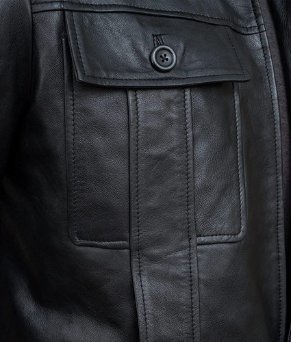 Men Vintage Shirt Collar Leather Jacket Men Black Trucker Jacket 2.jpg