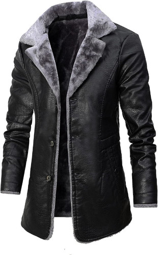 Mens Leather Jacket 3 4 Length Faux Leather Fur Coat Warm Winter Long PU Leather Jacket Lined Duster.jpg