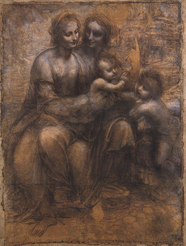 Leonardo da Vinci Cartoon of the Virgin and Child with St Anne and St John
