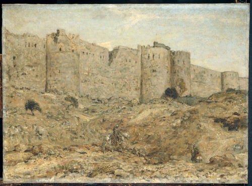 Bauer, Marius Городская стена в Индии, 1900, 50 cm x 69 cm, Холст, масло