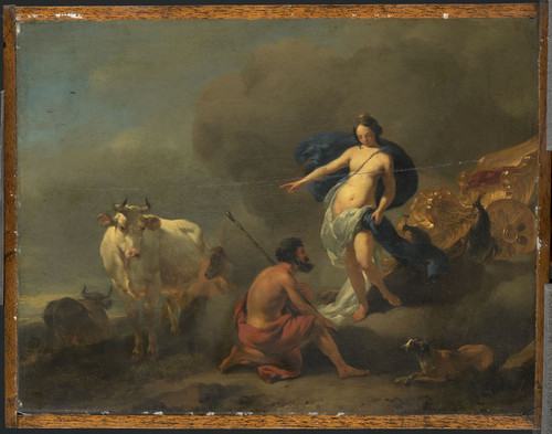 Berchem, Nicolaes Pietersz Юнона поручает Аргусу стеречь корову, 1683, 24,5 cm х 31,5 cm, Дерево, ма