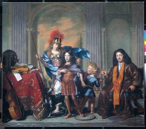 Backer, Adriaen Аллегорический портрет семейной группы Бордес с Минервой, 1679, 140 cm х 157 cm, Хол