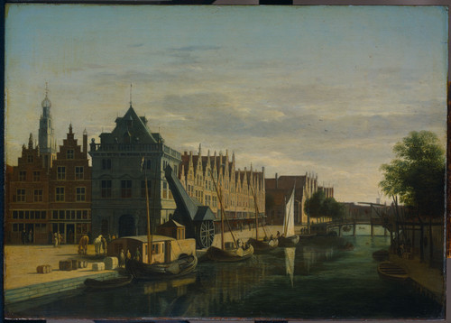 Berckheyde, Gerrit Adriaensz Кран на реке Spaarne в Харлеме, 1698, 35 cm х 45,5 cm, Дерево, масло