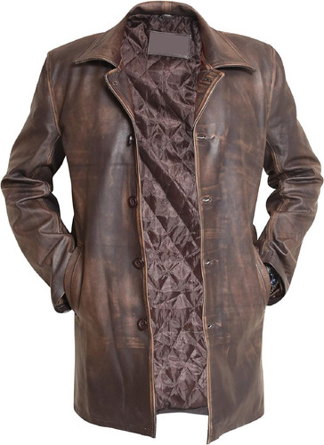 Distressed Brown Real Cowhide Leather Jacket Coat 0.jpg