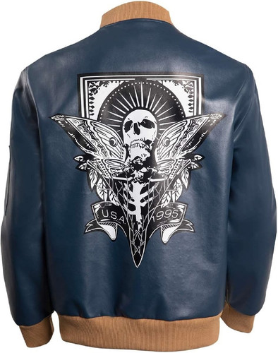 Verycos Men Leon Kennedy Cosplay Jacket Re4 Outfit Remake Leather Coat Casual Outerwear Blue Uniform.jpg