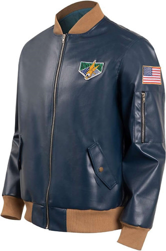 Verycos Men Leon Kennedy Cosplay Jacket Re4 Outfit Remake Leather Coat Casual Outerwear Blue Uniform.jpg