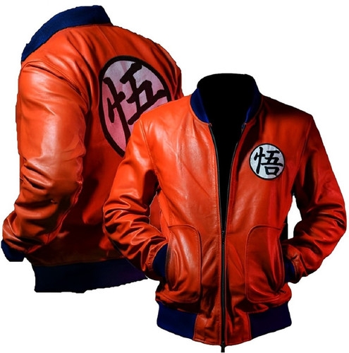 Guko Kakroat Super Saiyan Orange Real Leather Costume Jacket for Mens Cosplay Jacket Superhero Jacke.jpg