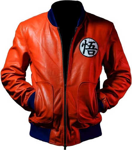 Guko Kakroat Super Saiyan Orange Real Leather Costume Jacket for Mens Cosplay Jacket Superhero Jacke.jpg