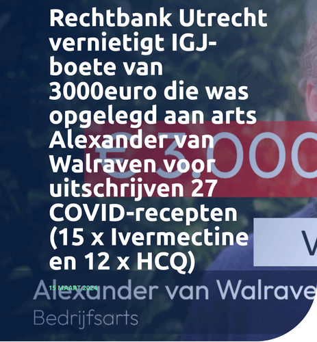 Rechtbank Utrecht vernietigt IGJ boete van 3000euro die was opgelegd aan arts Alexander van Walraven