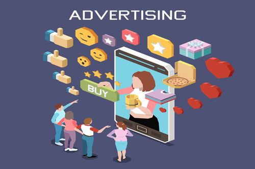Isometric concept with social media influencer advertising products to followers 3d vector illustrat.jpg